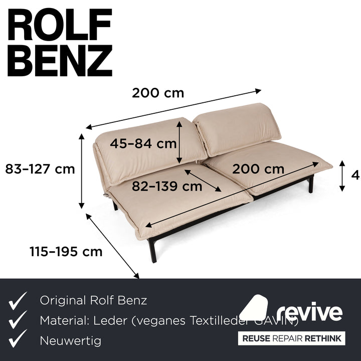 Rolf Benz Nova 340 vegan leather fabric two-seater cream sofa couch new cover