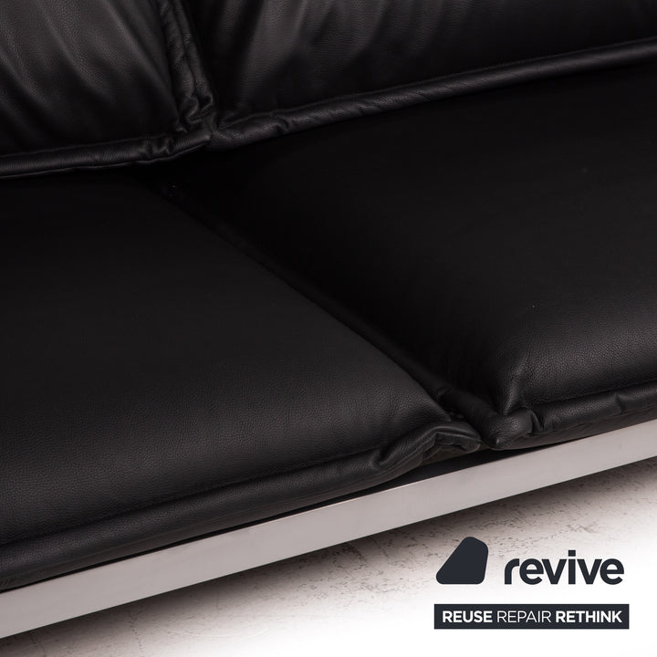 Rolf Benz Nova Leder Sofa Schwarz Zweisitzer Funktion Schlaffunktion Schlafsofa Couch