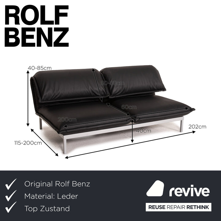 Rolf Benz Nova Leder Sofa Schwarz Zweisitzer Funktion Schlaffunktion Schlafsofa Couch