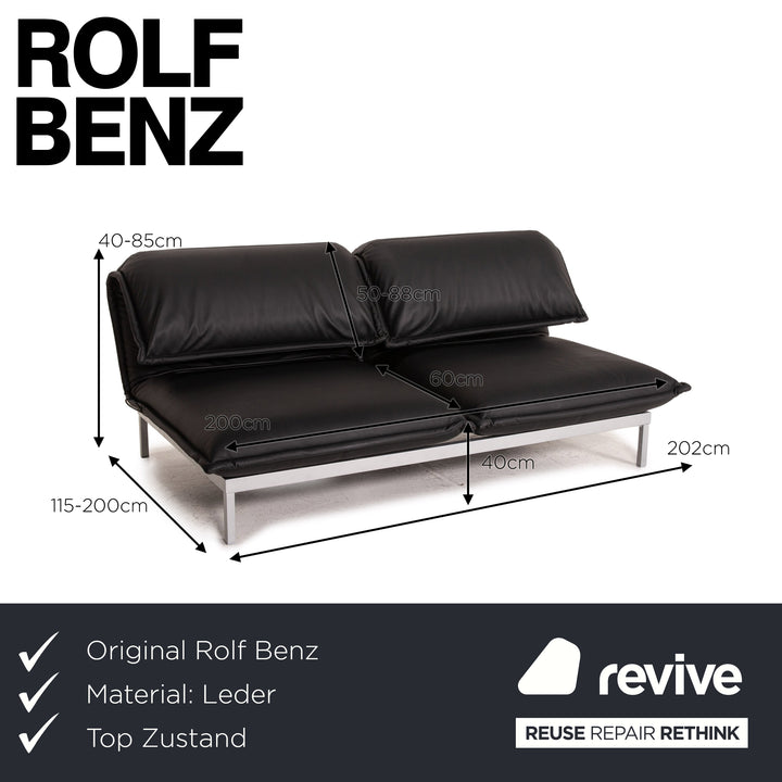 Rolf Benz Nova leather sofa black two-seater function sleeping function sofa bed couch