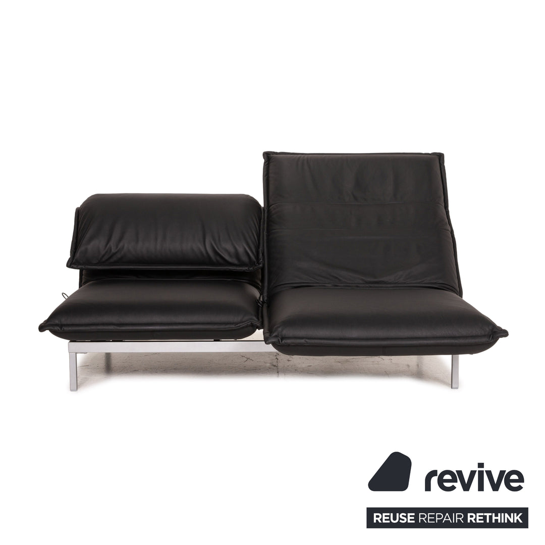Rolf Benz Nova Leder Sofa Schwarz Zweisitzer Funktion Schlaffunktion Schlafsofa Couch