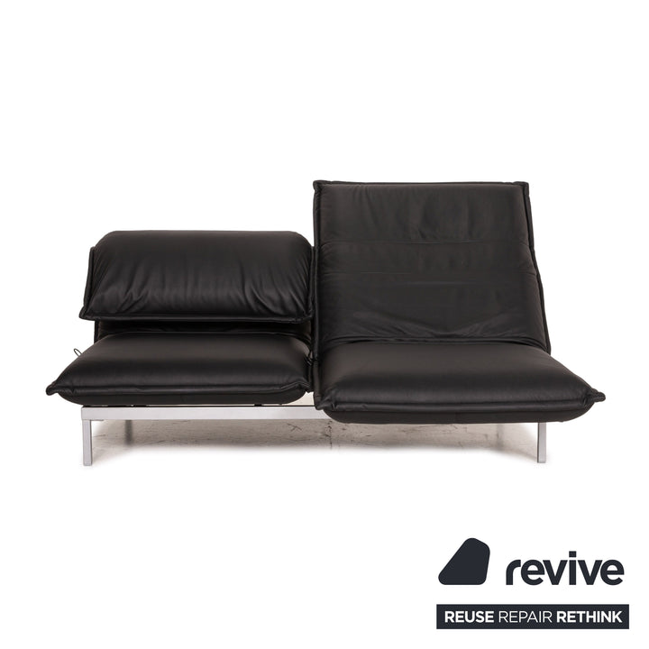Rolf Benz Nova Leder Sofa Schwarz Zweisitzer Funktion Schlaffunktion Schlafsofa Couch