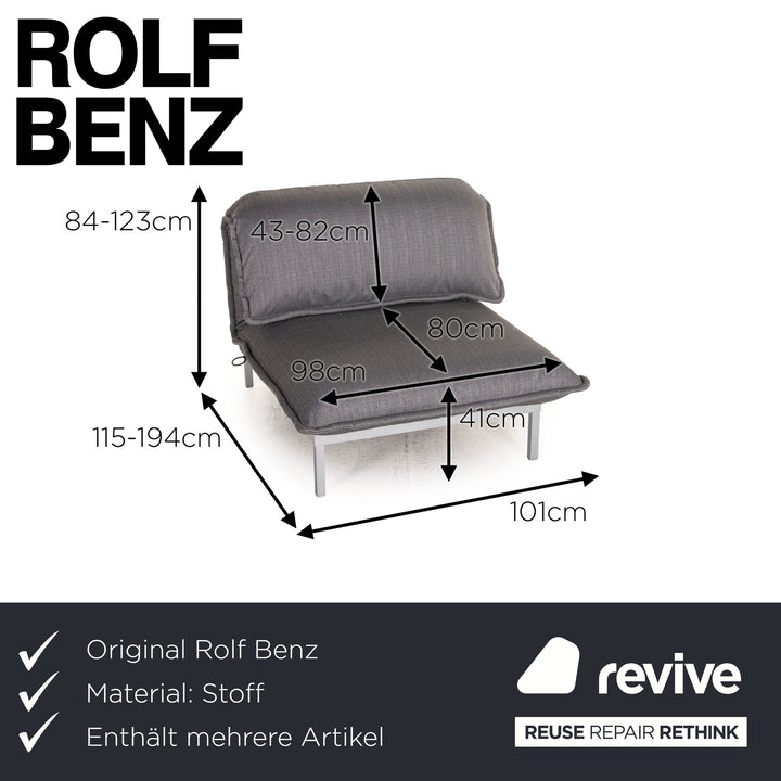 Rolf Benz Nova sofa set gray 1x two-seater 1x armchair function sleeping function