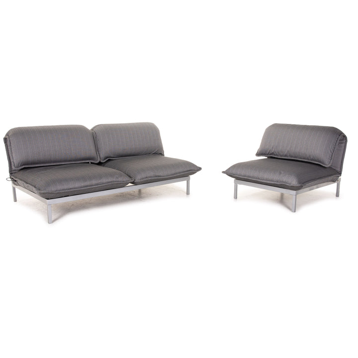 Rolf Benz Nova sofa set gray 1x two-seater 1x armchair function sleeping function