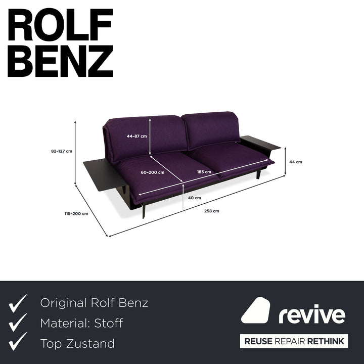 Rolf Benz Nova Stoff Zweisitzer Lila Aubergine Schlafsofa Couch manuelle Funktion