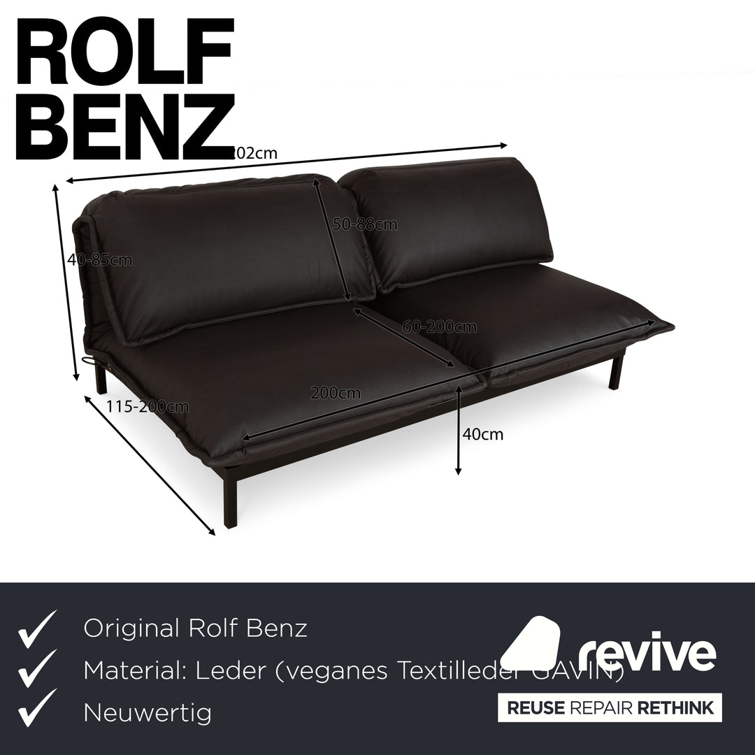 Rolf Benz Nova Two-Seater Sofa Anthracite Dark Grey Vegan Leather (Microfiber) Function Couch New Cover