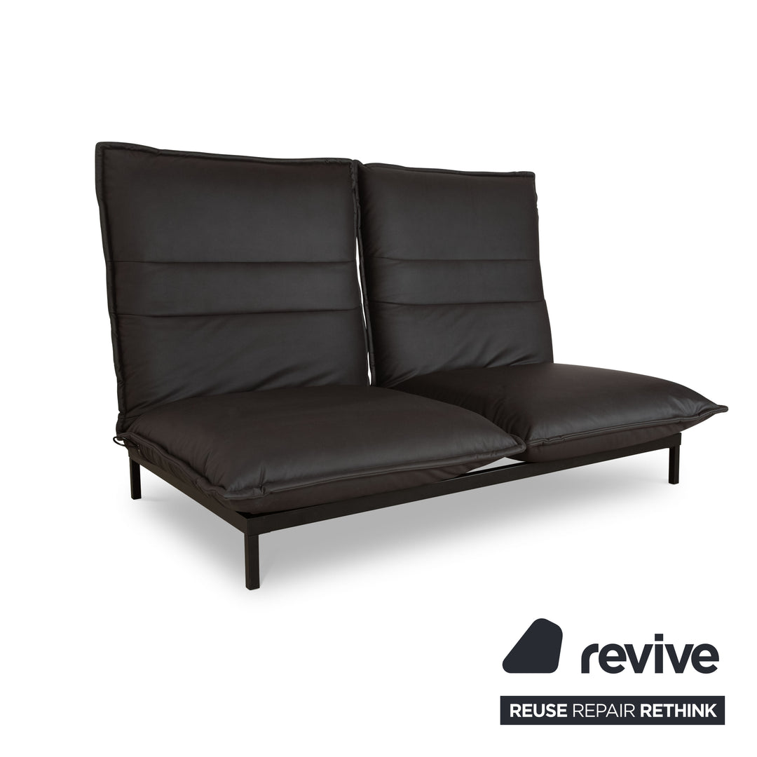 Rolf Benz Nova Zweisitzer Sofa Anthrazit Dunkelgrau veganes Leder (Mikrofaser) Funktion Couch Neubezug