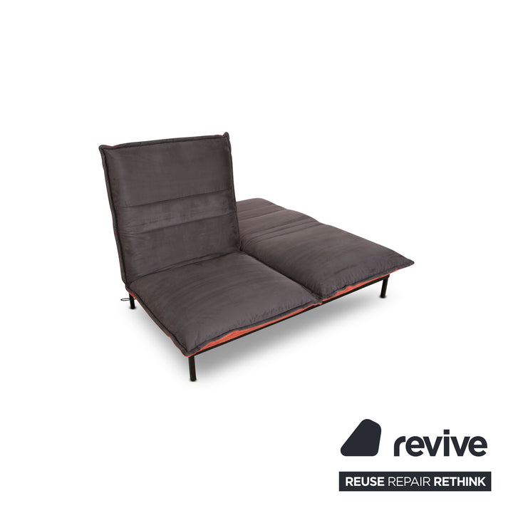 Rolf Benz Nova Two-Seater Sofa Grey Orange Fabric Function Couch Sleeping Function New Cover