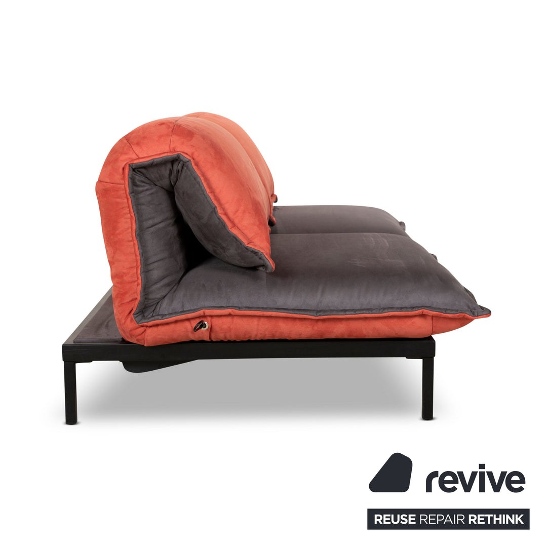 Rolf Benz Nova Two-Seater Sofa Grey Orange Fabric Function Couch Sleeping Function New Cover