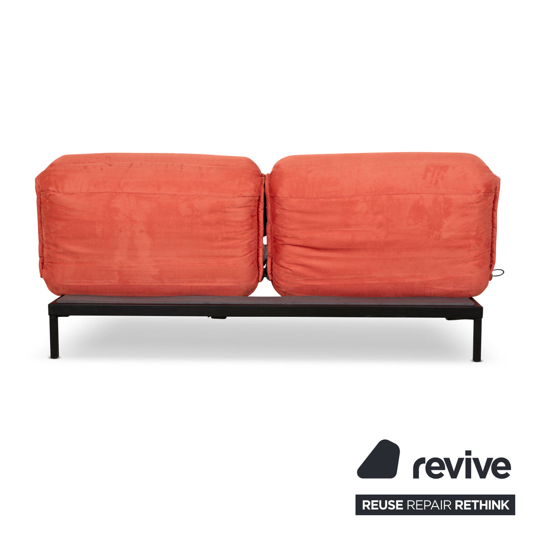 Rolf Benz Nova Two-Seater Sofa Grey Orange Fabric Function Couch Sleeping Function New Cover