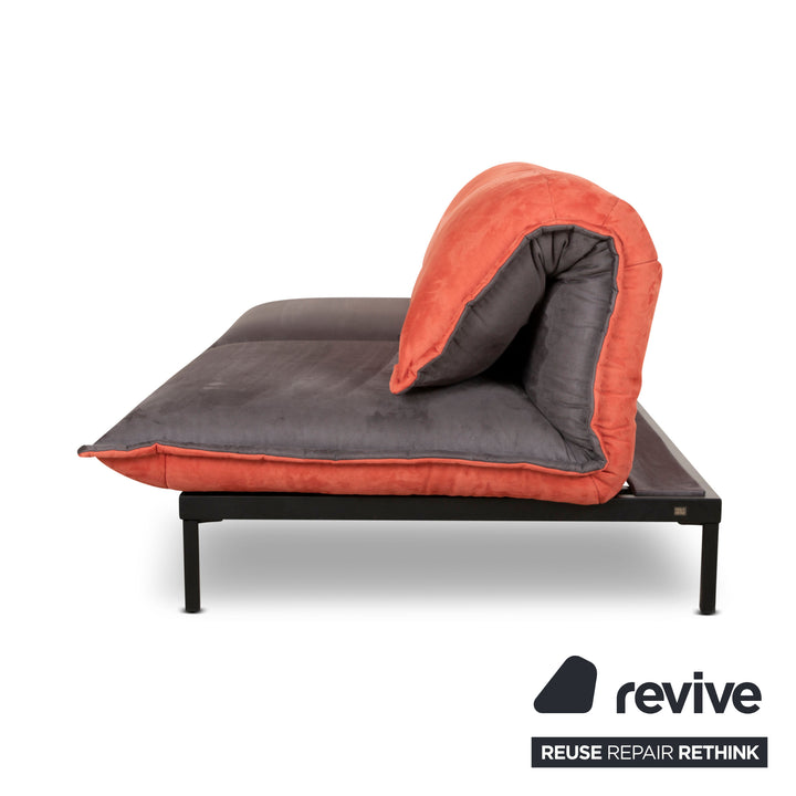 Rolf Benz Nova Two-Seater Sofa Grey Orange Fabric Function Couch Sleeping Function New Cover