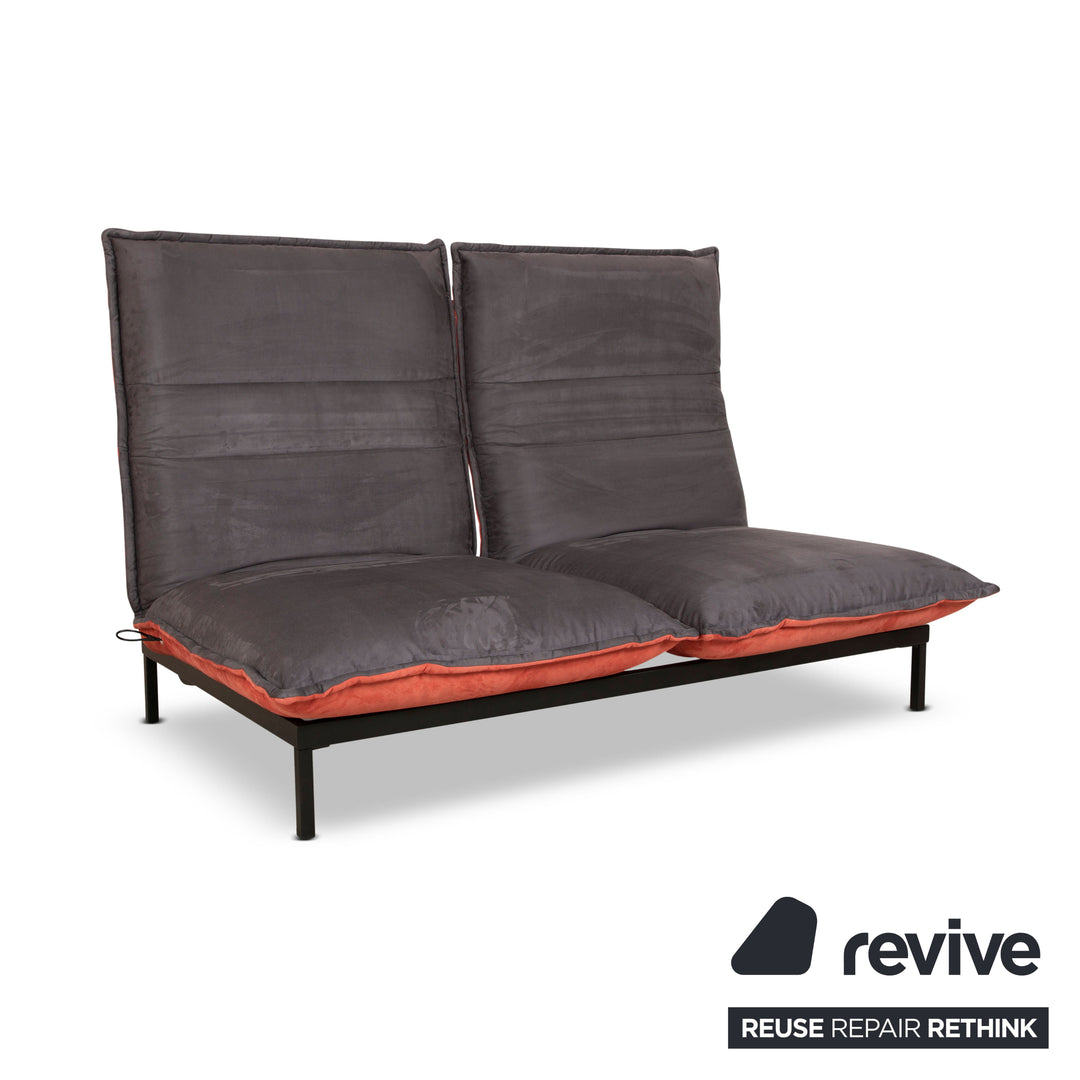 Rolf Benz Nova Zweisitzer Sofa Grau Orange Stoff Funktion Couch Schlaffunktion