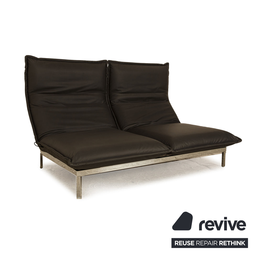 Rolf Benz Nova Zweisitzer Sofa Schwarz veganes Leder (Mikrofaser) Funktion Couch