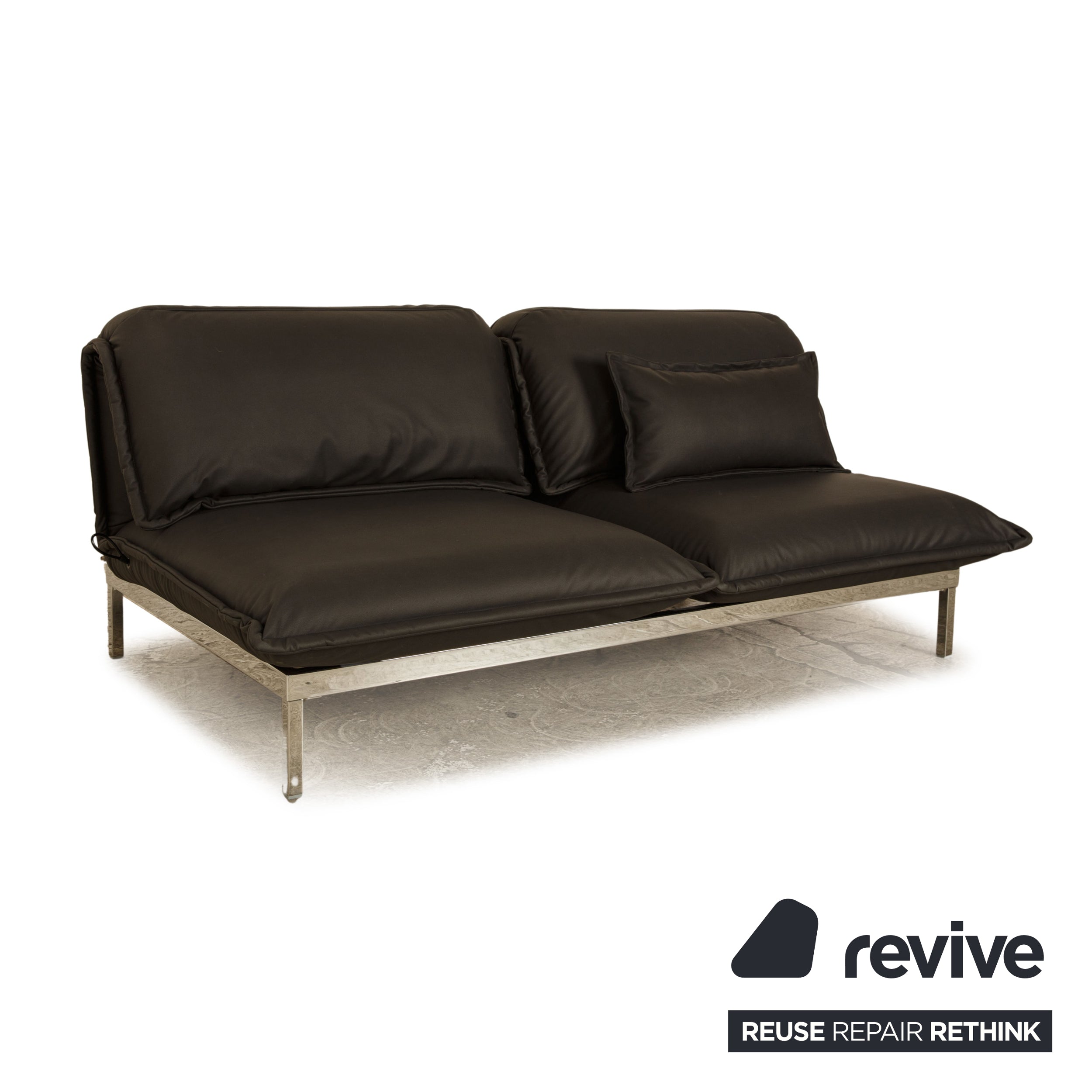 Rolf Benz Nova Zweisitzer Sofa Schwarz veganes Leder (Mikrofaser) Funktion Couch