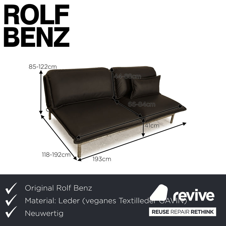 Rolf Benz Nova Zweisitzer Sofa Schwarz veganes Leder (Mikrofaser) Funktion Couch