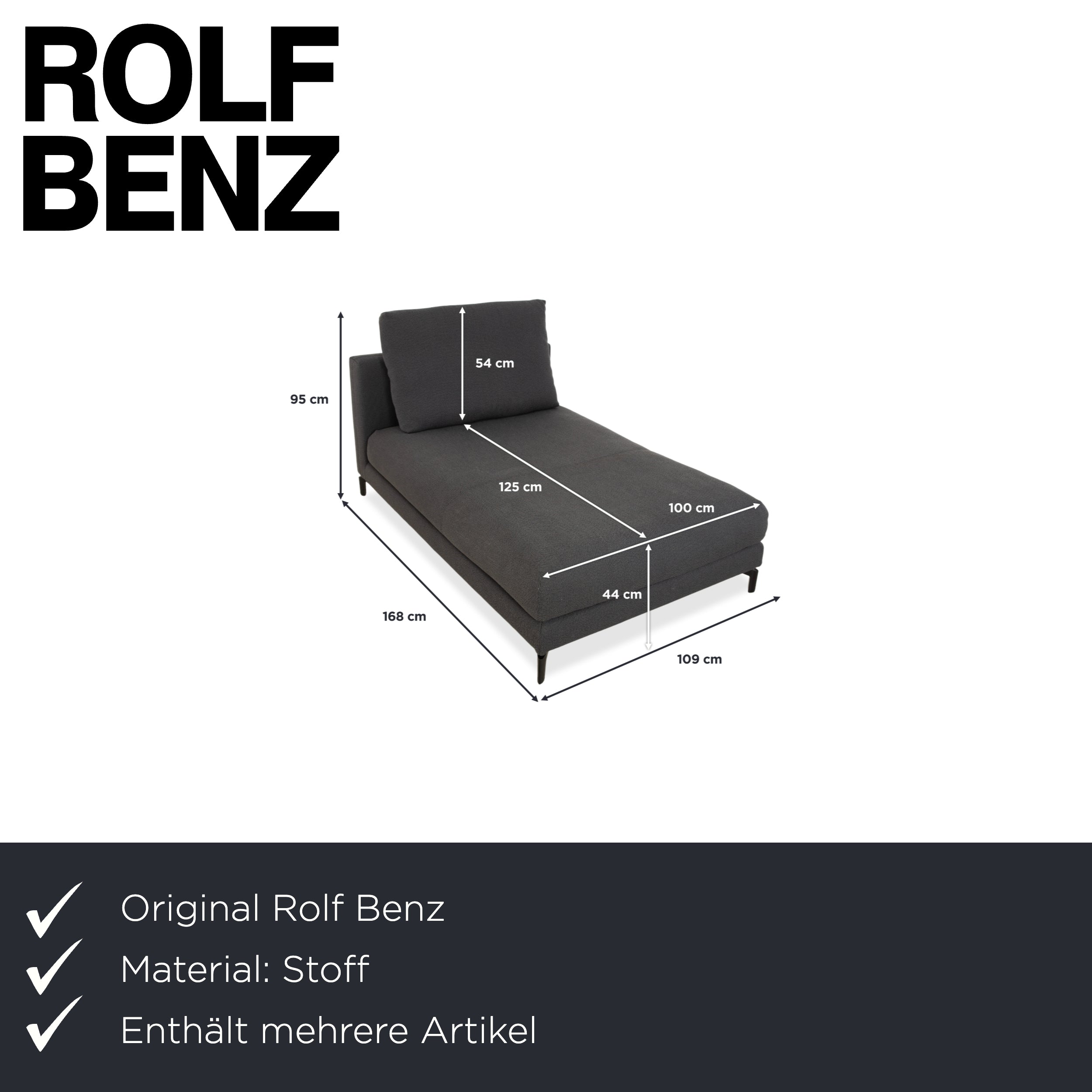 Rolf Benz Nuvola Stoff 2x Liege Couchtisch Hocker Grau Anthrazit