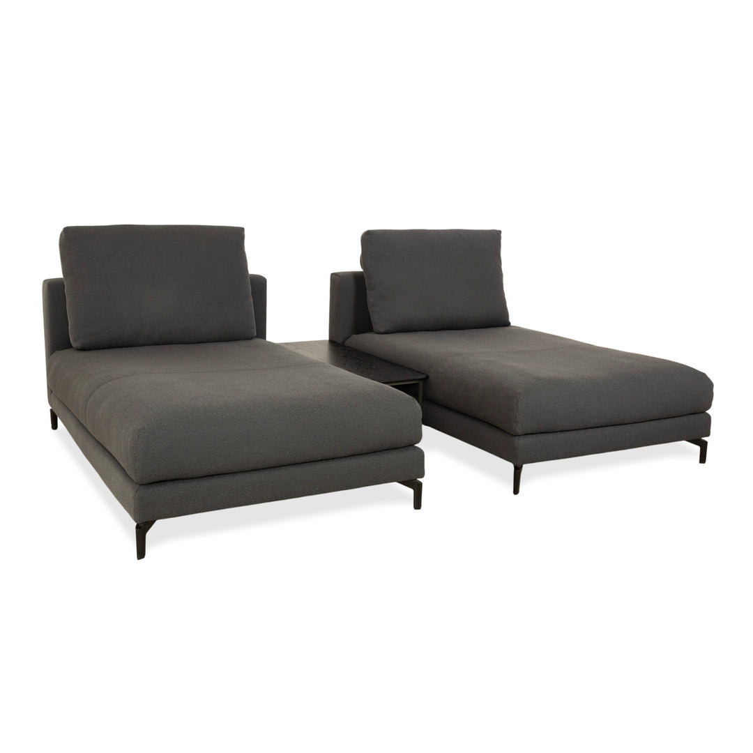 Rolf Benz Nuvola Stoff 2x Liege mit Couchtisch Grau Anthrazit