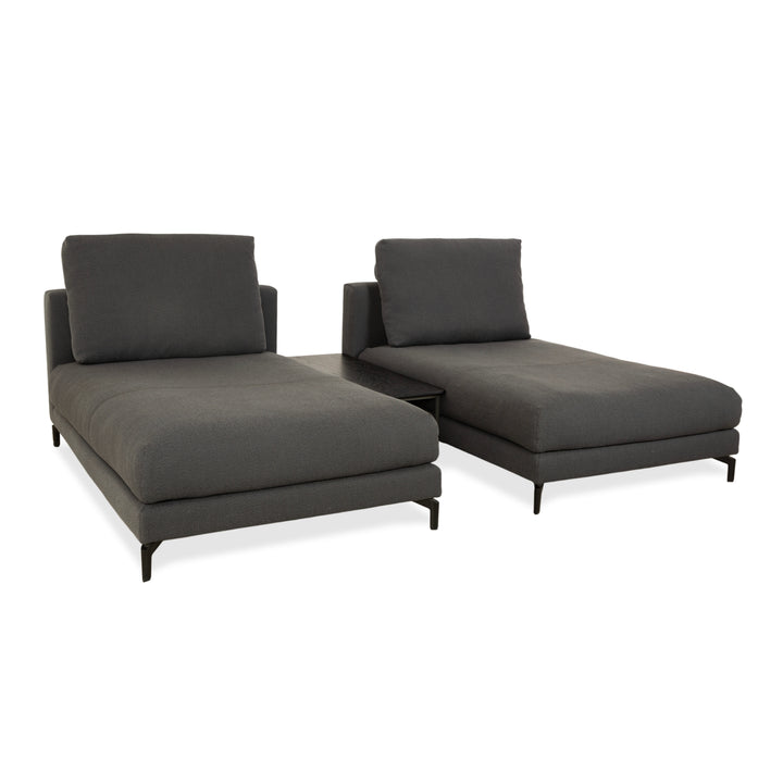 Rolf Benz Nuvola Stoff 2x Liege mit Couchtisch Grau Anthrazit