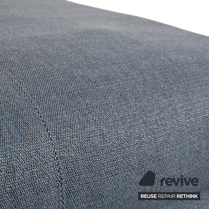 Fauteuil 2 places Rolf Benz Nuvola en tissu avec repose-pieds, gris, bleu et anthracite