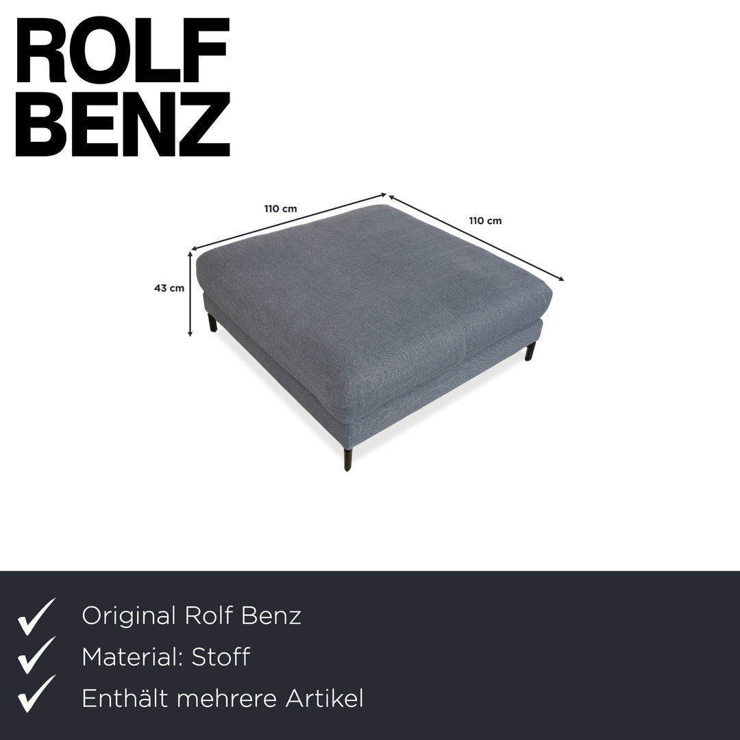 Fauteuil 2 places Rolf Benz Nuvola en tissu avec repose-pieds, gris, bleu et anthracite