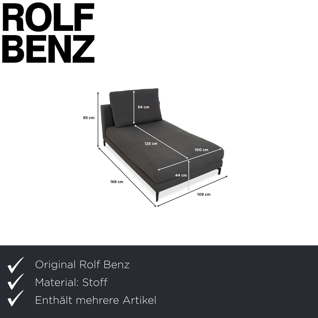 Rolf Benz Nuvola fabric 2x lounger with footstool grey blue anthracite