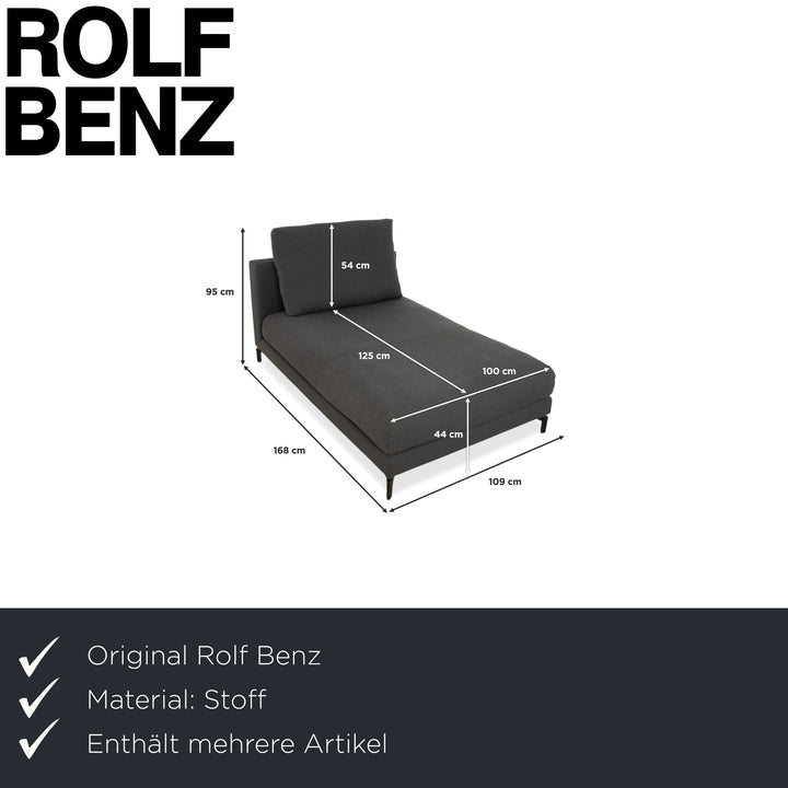 Rolf Benz Nuvola Stoff 2x Liege mit Hocker Grau Blau Anthrazit