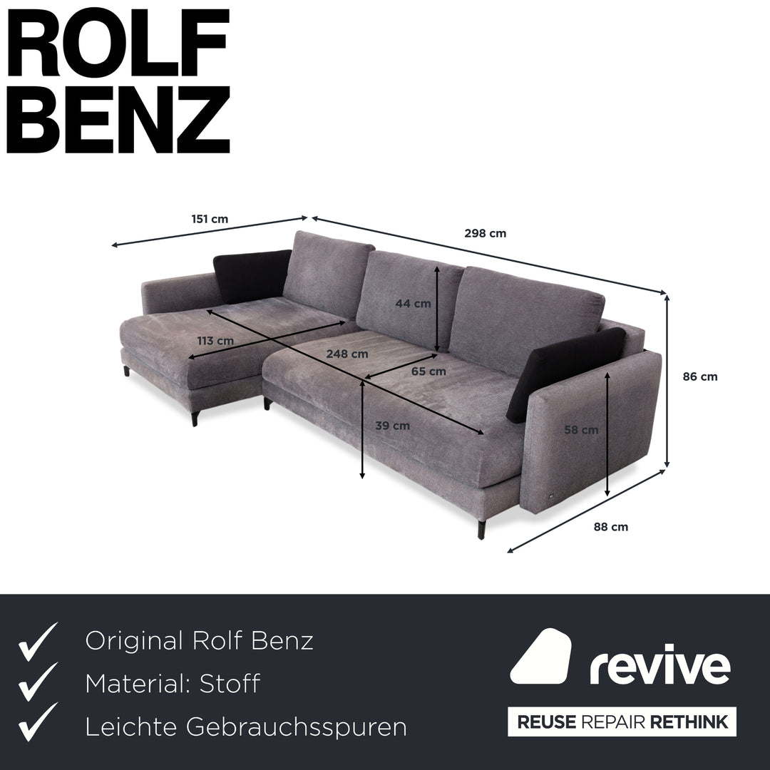 Canapé d'angle en tissu Nuvola de Rolf Benz, gris anthracite