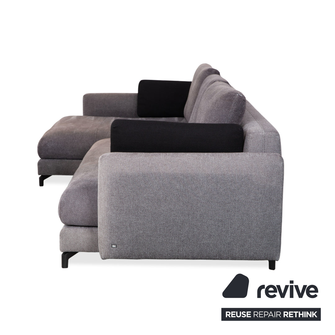 Canapé d'angle en tissu Nuvola de Rolf Benz, gris anthracite