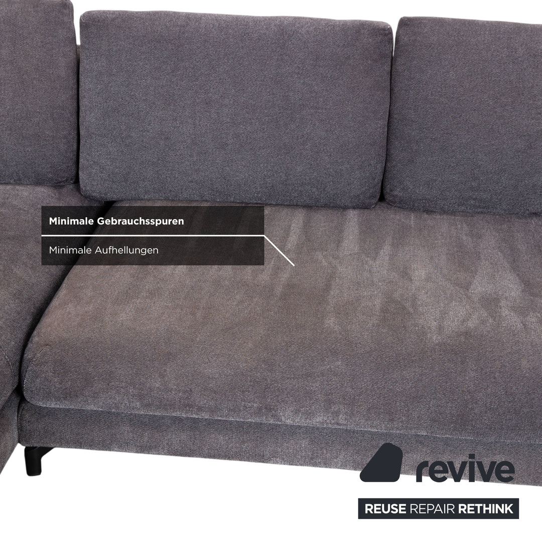 Canapé d'angle en tissu Nuvola de Rolf Benz, gris anthracite