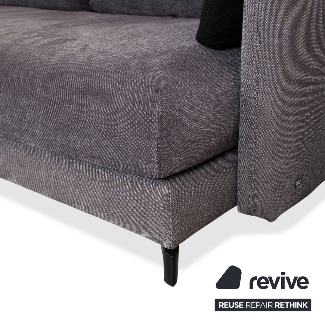 Canapé d'angle en tissu Nuvola de Rolf Benz, gris anthracite