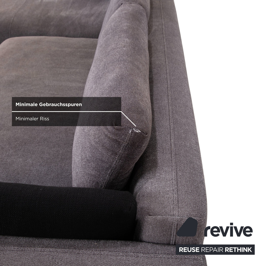 Canapé d'angle en tissu Nuvola de Rolf Benz, gris anthracite