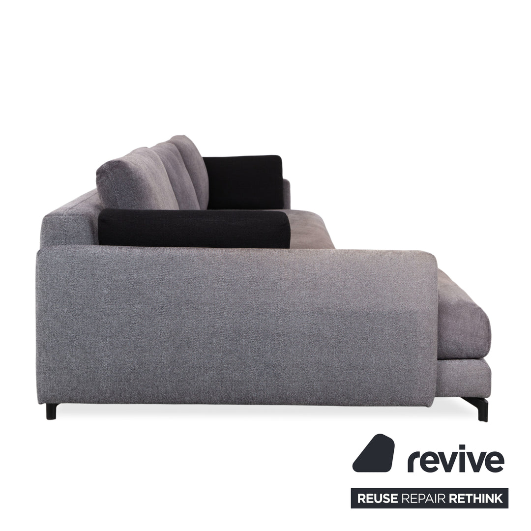 Canapé d'angle en tissu Nuvola de Rolf Benz, gris anthracite