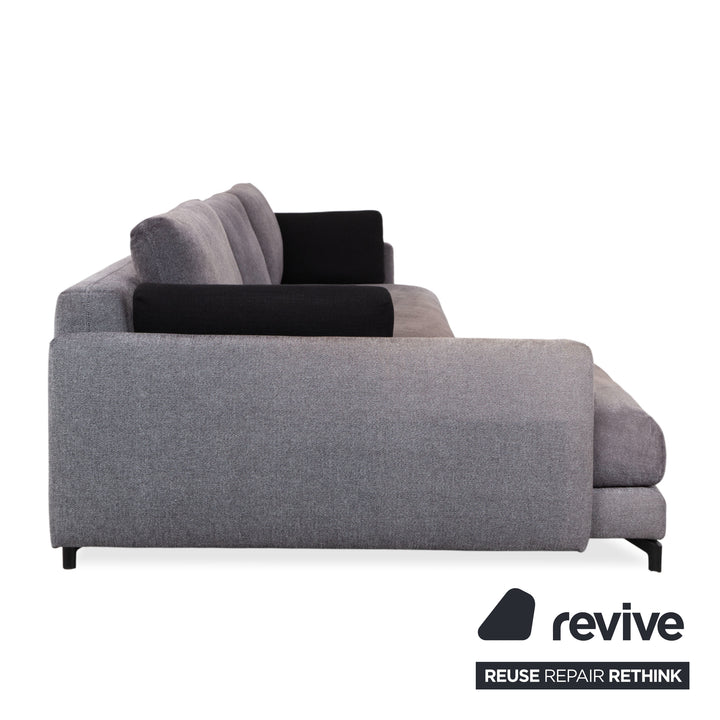 Canapé d'angle en tissu Nuvola de Rolf Benz, gris anthracite