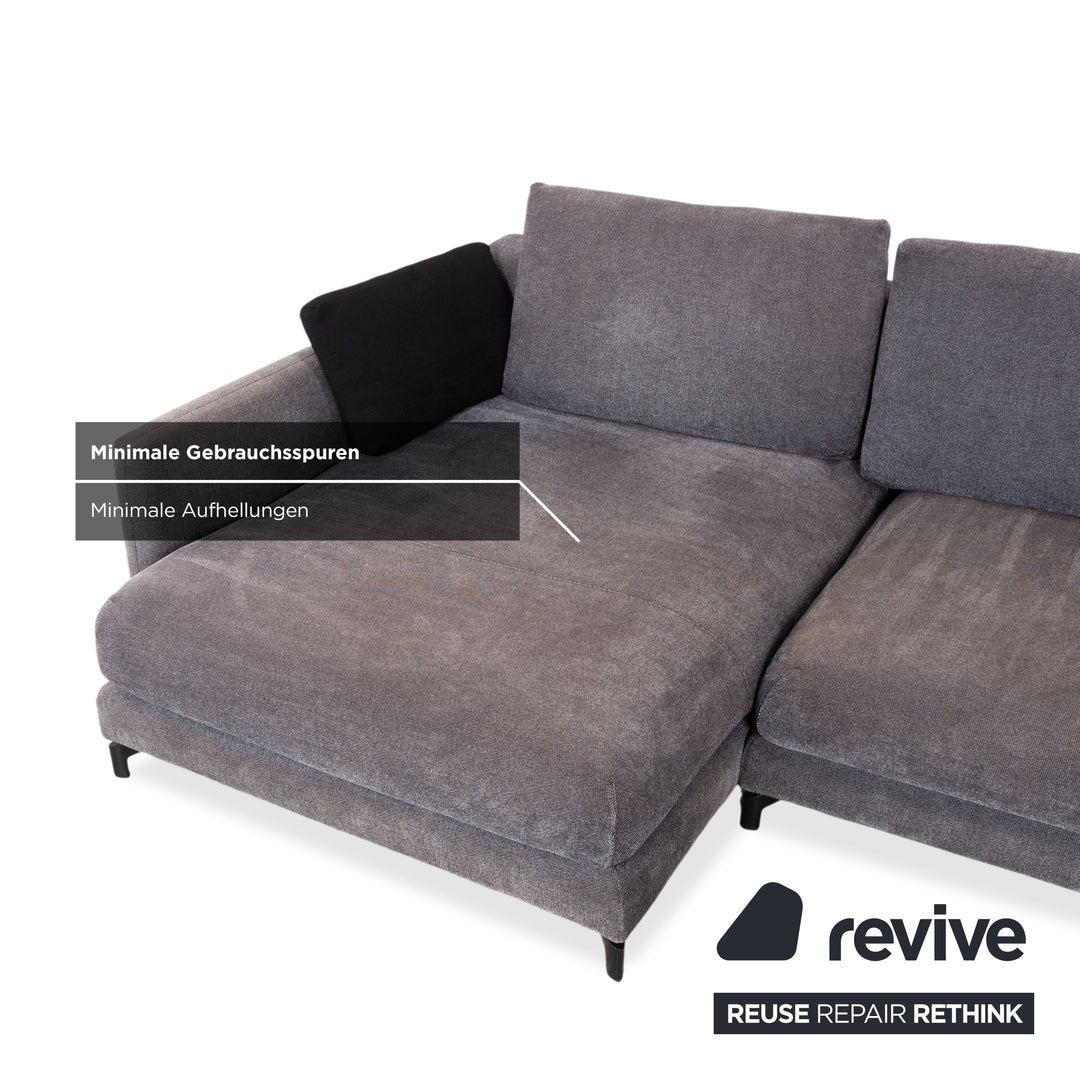 Canapé d'angle en tissu Nuvola de Rolf Benz, gris anthracite