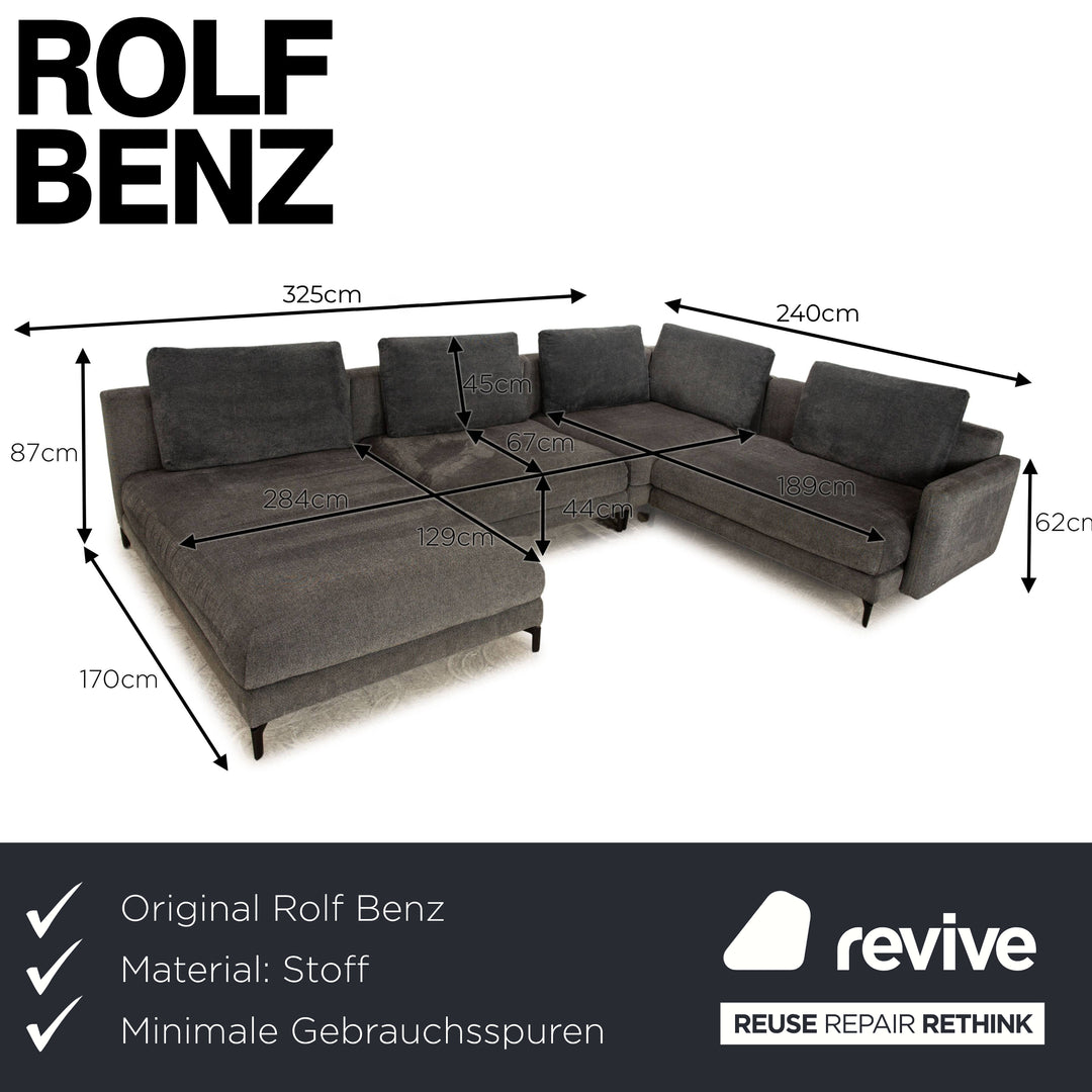 Rolf Benz Nuvola Fabric Corner Sofa Grey Blue Sofa Couch Recamiere Left