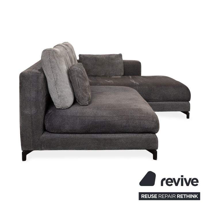 Canapé d'angle en tissu Rolf Benz Nuvola gris avec méridienne droite