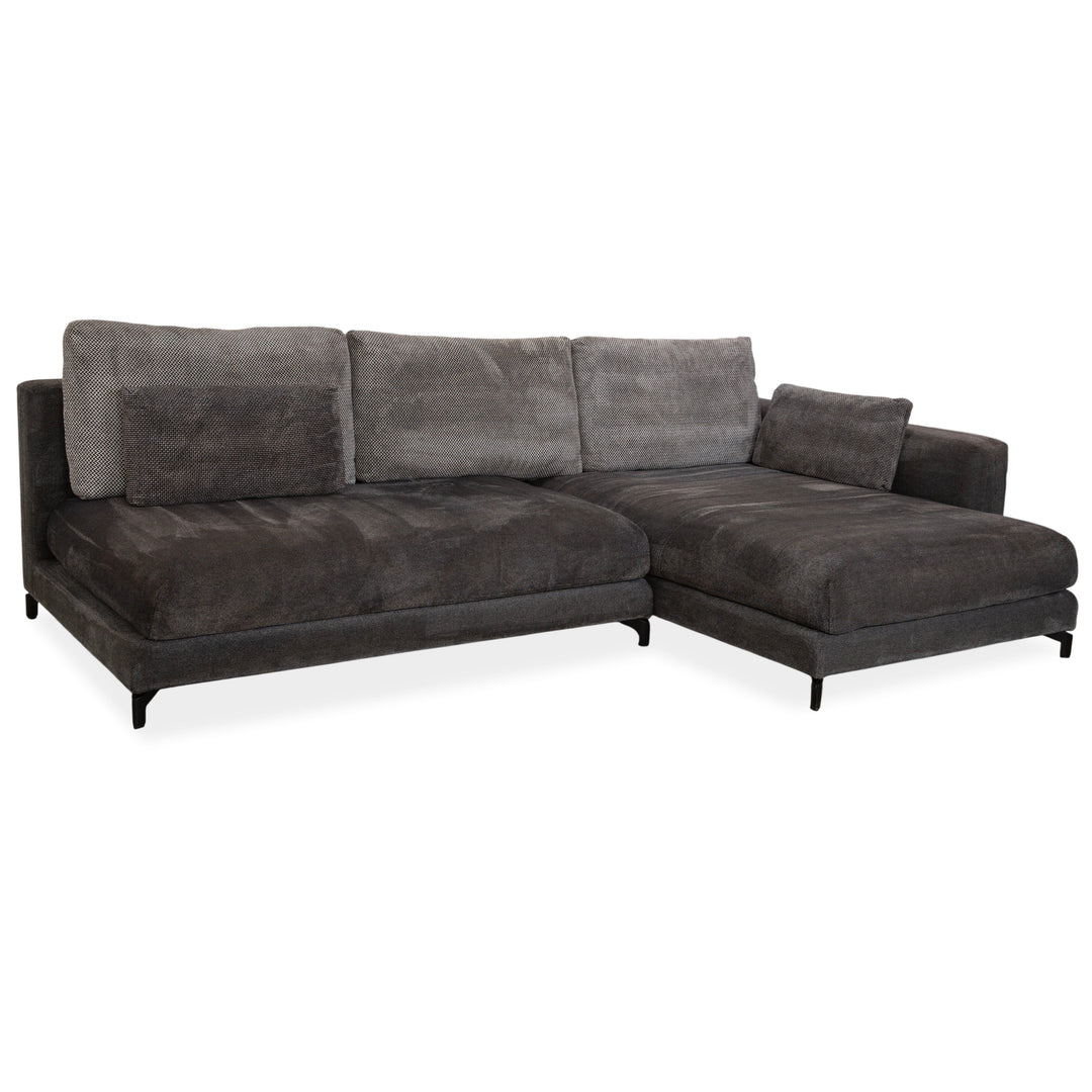 Canapé d'angle en tissu Rolf Benz Nuvola gris avec méridienne droite