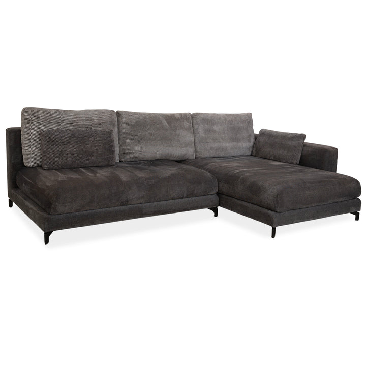 Canapé d'angle en tissu Rolf Benz Nuvola gris avec méridienne droite