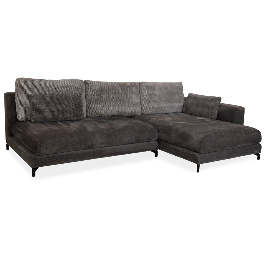 Canapé d'angle en tissu Rolf Benz Nuvola gris avec méridienne droite