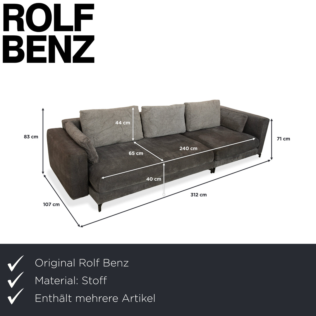 Rolf Benz Nuvola Stoff Holz Viersitzer Couchtisch Beistelltisch Grau Anthrazit Sofa Couch