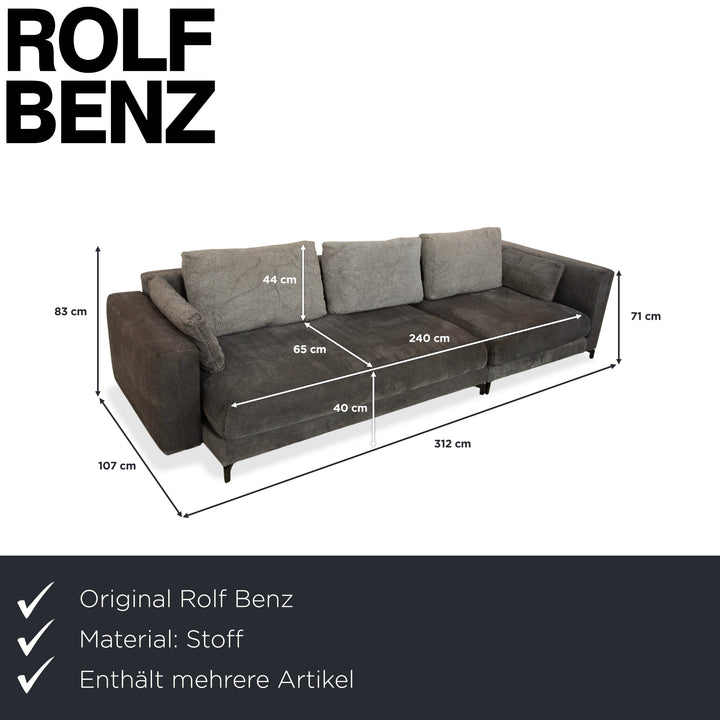 Rolf Benz Nuvola Stoff Holz Viersitzer Couchtisch Beistelltisch Grau Anthrazit Sofa Couch