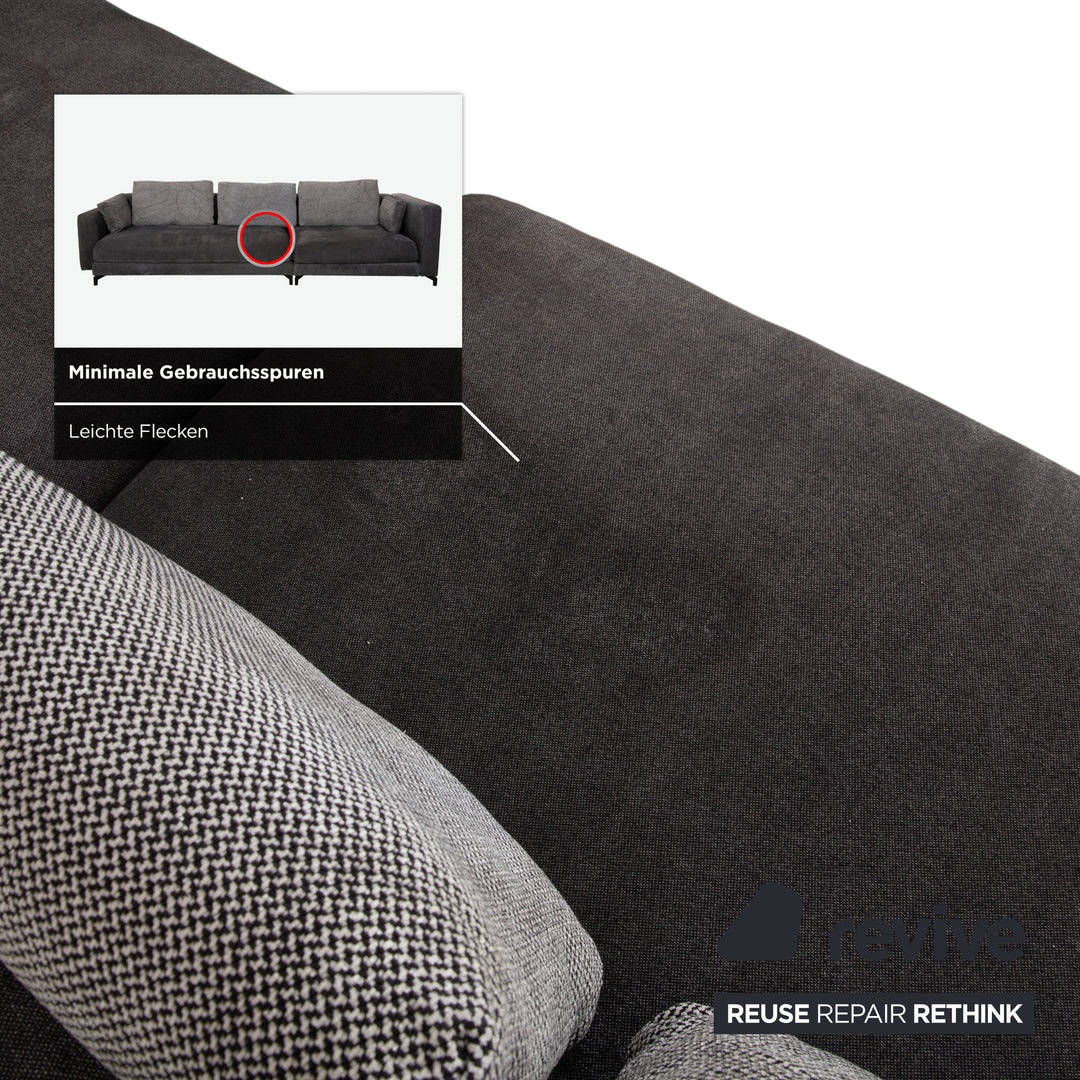 Rolf Benz Nuvola Stoff Holz Viersitzer Couchtisch Beistelltisch Grau Anthrazit Sofa Couch