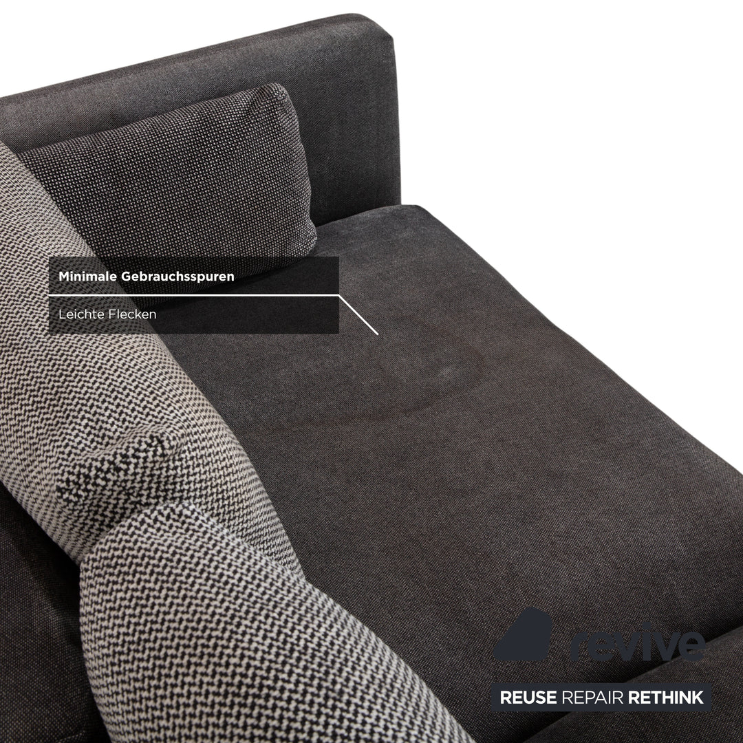 Table basse quatre places en tissu et bois Rolf Benz Nuvola, table d'appoint, canapé gris anthracite