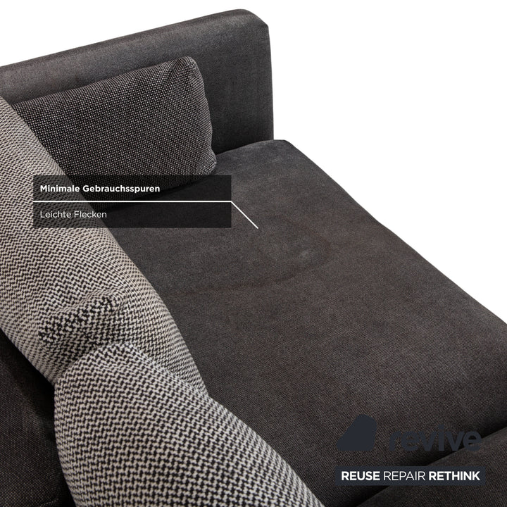 Table basse quatre places en tissu et bois Rolf Benz Nuvola, table d'appoint, canapé gris anthracite