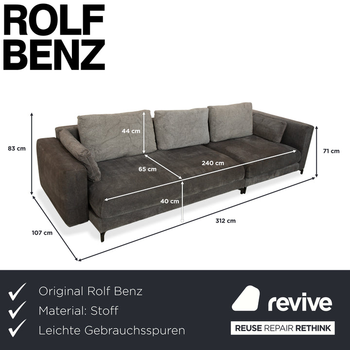 Rolf Benz Nuvola fabric four-seater grey anthracite sofa couch