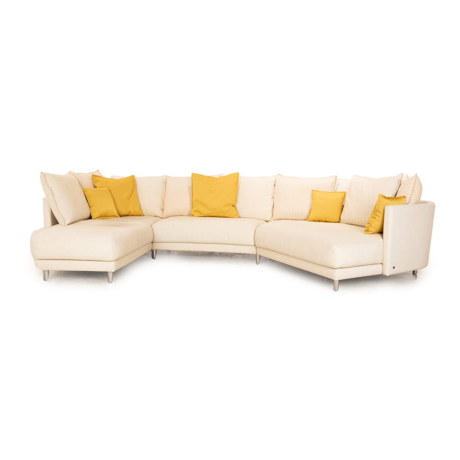 Rolf Benz Onda Fabric Corner Sofa Cream Recamiere Left Sofa Couch