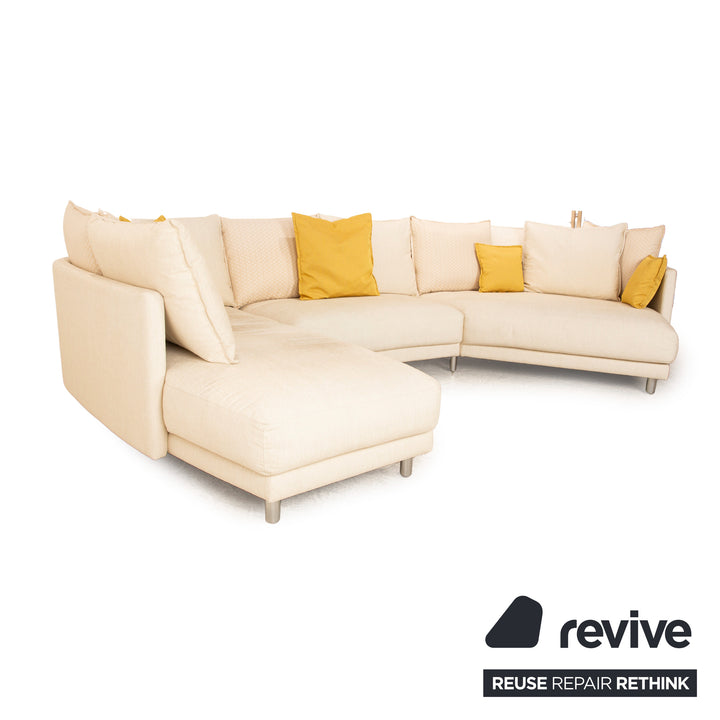 Rolf Benz Onda Fabric Corner Sofa Cream Recamiere Left Sofa Couch