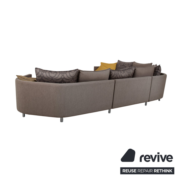 Rolf Benz Onda Fabric Corner Sofa Grey Rounded Back Left Chaise Longue Couch