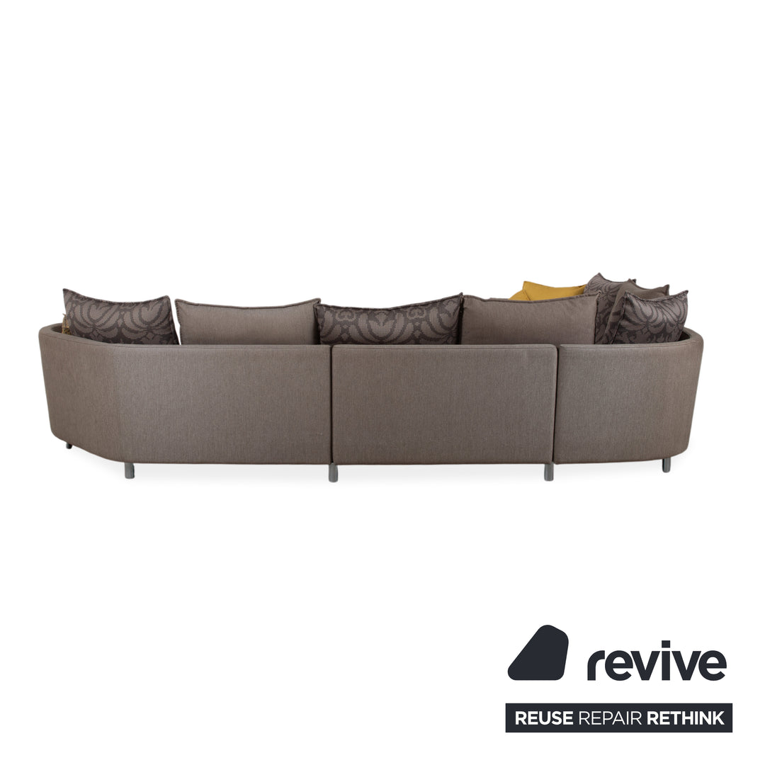 Rolf Benz Onda Fabric Corner Sofa Grey Rounded Back Left Chaise Longue Couch