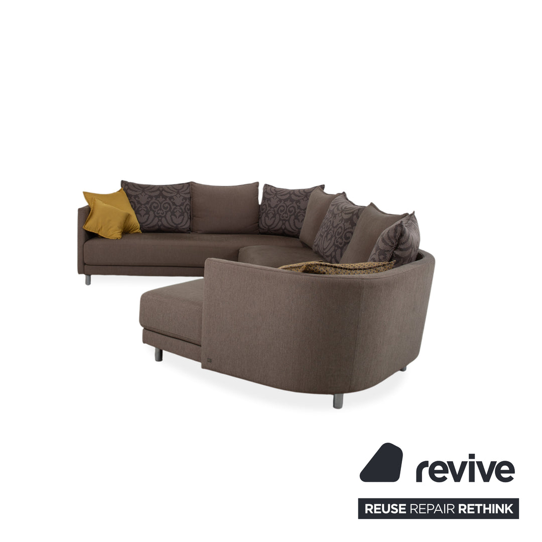 Rolf Benz Onda Fabric Corner Sofa Grey Rounded Back Left Chaise Longue Couch